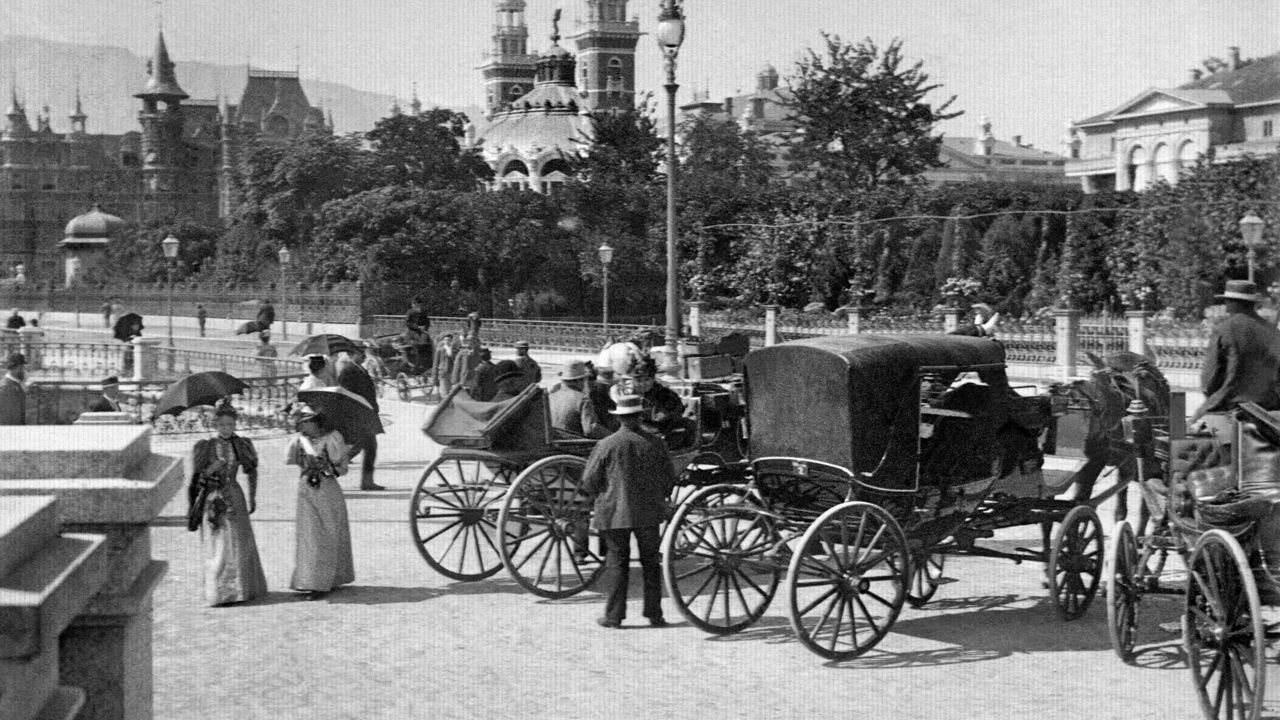 Blick auf die Tonhalle vom Alpenquai aus, Stereotypie um 1900